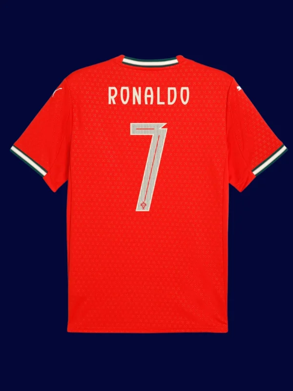Ronaldo home jersey back with #7, lightweight breathable and fan approved.