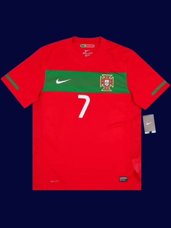 Portugal home red retro jersey front, Ronaldo legendary breathable classic fan gear with #7.