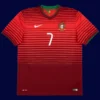 Portugal home red retro jersey front, Ronaldo classic breathable performance shirt with #7.