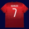 Portugal home red retro jersey back with #7, Ronaldo iconic design, lightweight breathable.