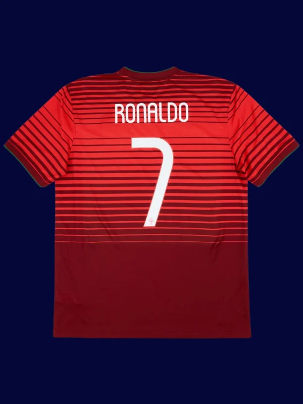 Portugal home red retro jersey back with #7, Ronaldo iconic design, lightweight breathable.
