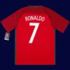 Portugal home red retro jersey back with #7, Ronaldo historic design, lightweight breathable.