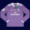 Ronaldo 7 Real Madrid Away Long Sleeve Retro Jersey 1617A - KFCool – Football Jerseys & Soccer Kits Store Real Madrid away long sleeve retro jersey front, Ronaldo classic #7 breathable design for fans.