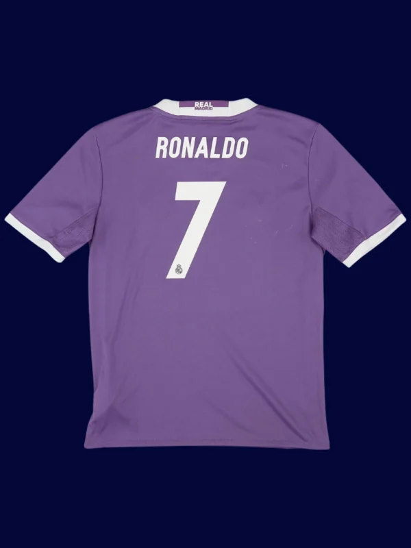 Ronaldo 7 Real Madrid Away Purple Retro Jersey 1617B - KFCool – Football Jerseys & Soccer Kits Store Real Madrid away purple retro jersey back with #7, Ronaldo iconic design, lightweight breathable.