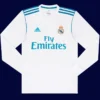 Real Madrid home long sleeve retro jersey front, Ronaldo elite breathable #7 fan gear.
