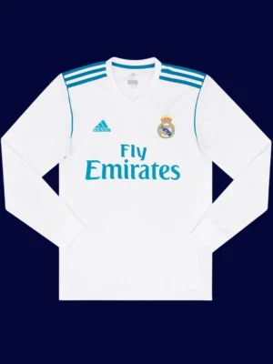 Real Madrid home long sleeve retro jersey front, Ronaldo elite breathable #7 fan gear.