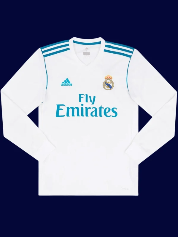 Real Madrid home long sleeve retro jersey front, Ronaldo elite breathable #7 fan gear.