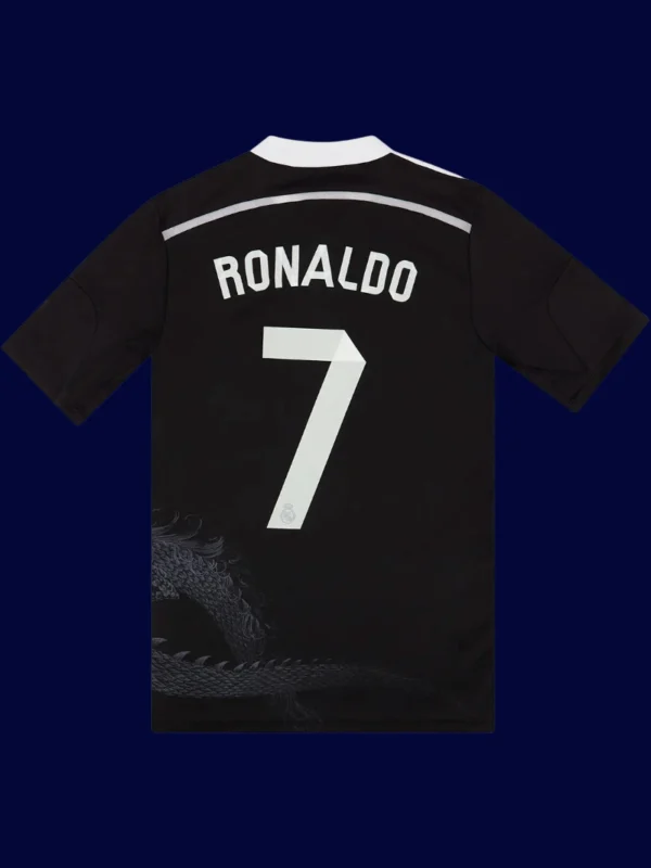 Real Madrid third dragon retro jersey back with #7, Ronaldo standout design, lightweight breathable.