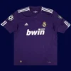 Real Madrid third purple retro jersey front, Ronaldo iconic #7 breathable classic fan gear.