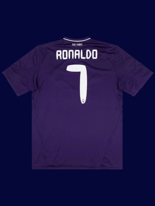 Real Madrid third purple retro jersey back with #7, Ronaldo historic design, lightweight breathable.