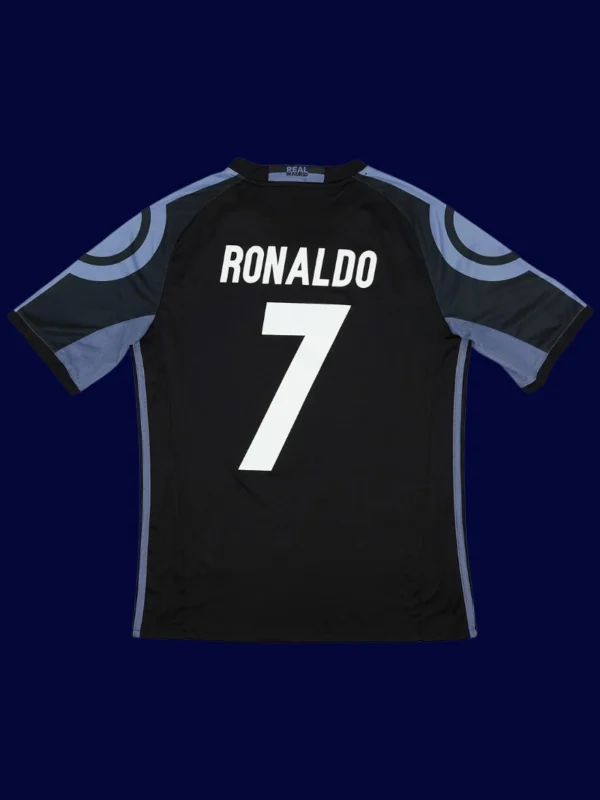 Real Madrid third retro jersey back with #7, Ronaldo iconic design, lightweight breathable.