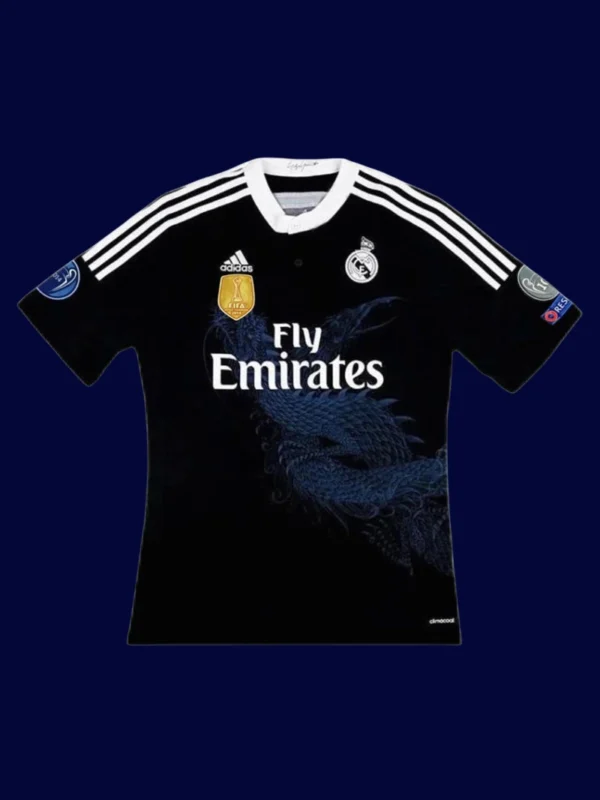 Real Madrid UCL third retro jersey front, Ronaldo legendary #7 breathable collector shirt.