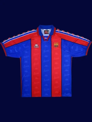 Ronaldo Barcelona home retro jersey front 96/97, high-quality breathable fan gear.