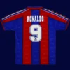Ronaldo Barcelona home retro jersey back 96/97 with #9, high-quality breathable design.