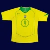 Ronaldo Brazil home yellow retro jersey front 2004, high-quality breathable fan gear.