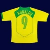 Ronaldo Brazil home yellow retro jersey back 2004 with #9, high-quality breathable design.
