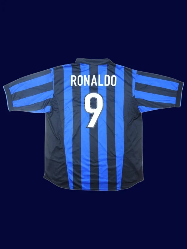 Ronaldo Inter Milan home retro jersey back 98/99 with #9, high-quality breathable design.