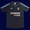 Ronaldo Real Madrid away black retro jersey front 03/04, high-quality breathable fan gear.