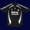 Ronaldo Real Madrid away black retro jersey front 06/07, high-quality breathable fan gear.