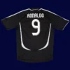 Ronaldo Real Madrid away black retro jersey back 06/07 with #9, high-quality breathable design.