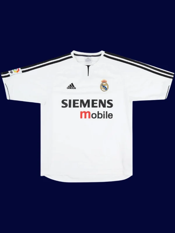 Ronaldo Real Madrid home white retro jersey front 03/04, high-quality breathable fan gear.