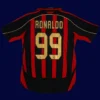 Ronaldo AC Milan home retro jersey back 06/07 with #99, high-quality breathable design.