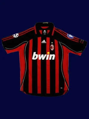 Ronaldo AC Milan UCL home retro jersey front 06/07, high-quality breathable fan gear.