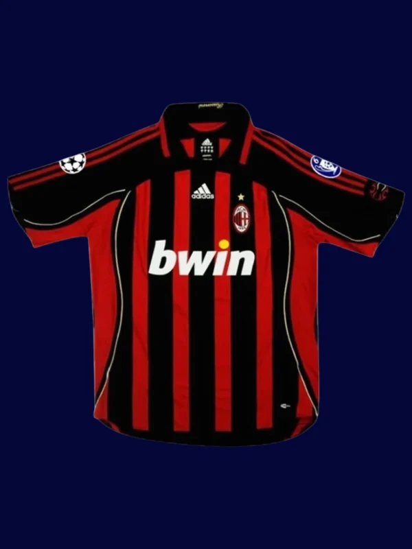 Ronaldo AC Milan UCL home retro jersey front 06/07, high-quality breathable fan gear.