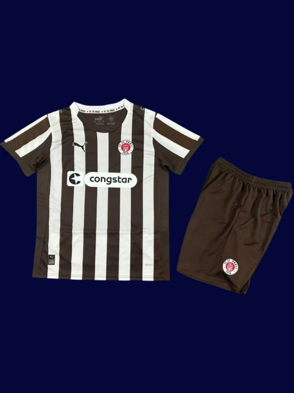 ST Pauli Home Kids kits 25/26 front lightweight breathable junior shirt