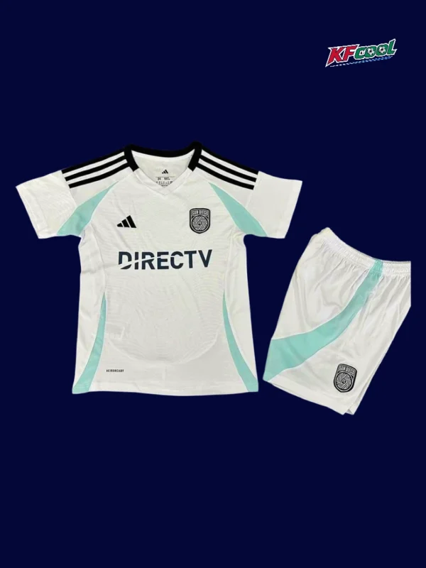 San Diego FC away kids kits 25/26 front navy white design