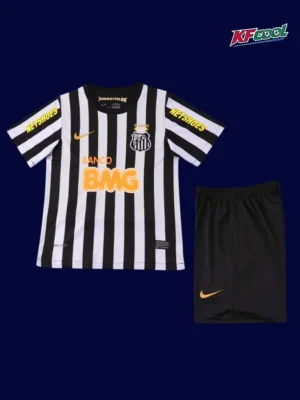 Santos away classic retro kids kits 2013 front white black stripes
