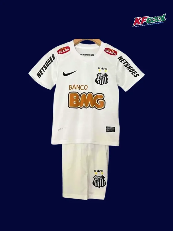 Santos home classic retro kids kits 2012 front white black stripes