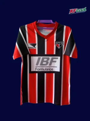 Sao Paulo away classic retro jersey 1991 front white red black vintage away design