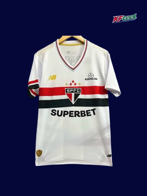Sao Paulo home jersey 25/26 fans version front white red black stripes