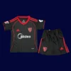 Seville Away Kids Kits 25/26 front with away colorway and mini crest.