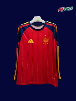 Spain home red long sleeve fans jersey 26/27 front, fan edition