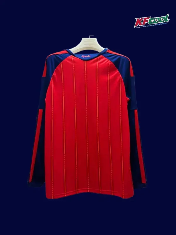 Spain home red long sleeve fans jersey 26/27 back seam detail
