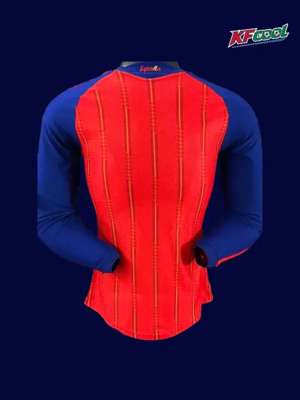 Spain home red long sleeve player jersey 26/27 back view