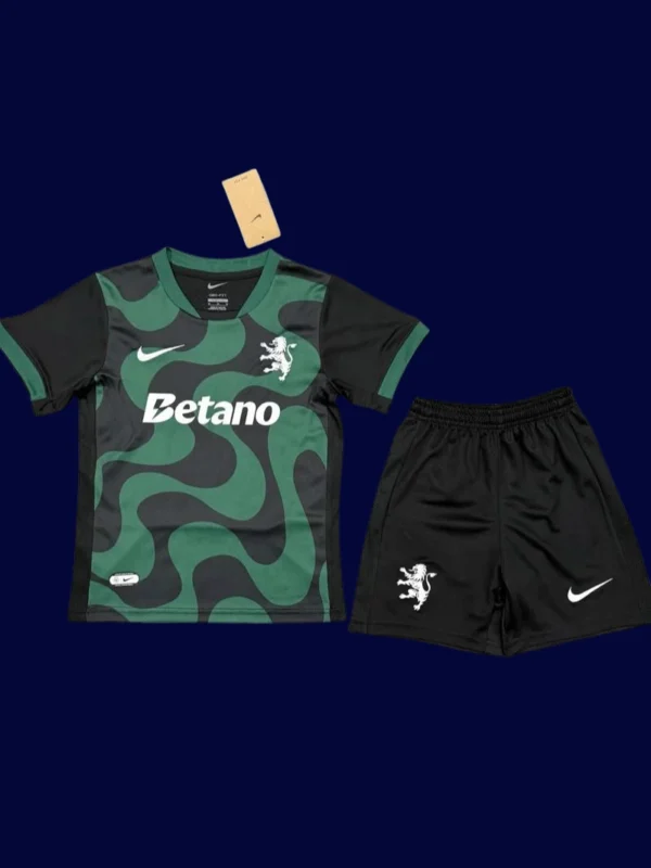 Sporting Portugal Away Kids kits 25/26 front lightweight breathable junior football shirt