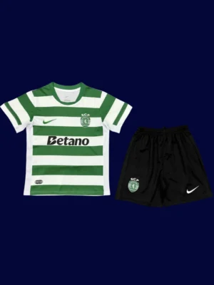 Sporting Portugal Home Kids kits 25/26 front lightweight breathable junior football shirt