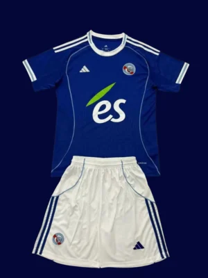 Strasbourg Home Kids kits 25/26 front lightweight breathable junior football shirt