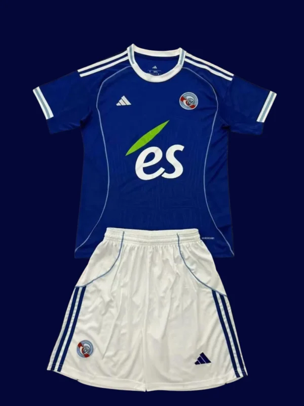 Strasbourg Home Kids kits 25/26 front lightweight breathable junior football shirt
