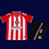 Sunderland Home Kids Kits 25/26 front with mini crest and youth-friendly fit.