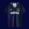 front view of Tottenham away retro jersey (94/95) in traditional colors.