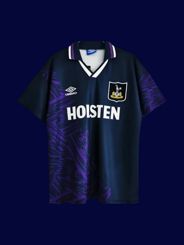 front view of Tottenham away retro jersey (94/95) in traditional colors.