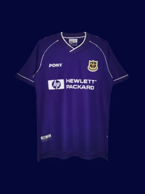 front view of Tottenham away retro jersey (98/99) in classic away colors.
