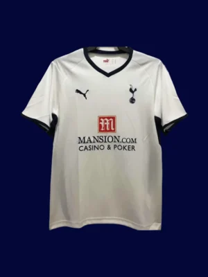 front view of Tottenham home white retro jersey (08/09) with crew neck.