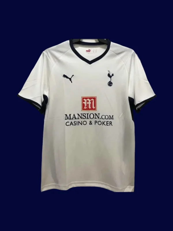 front view of Tottenham home white retro jersey (08/09) with crew neck.