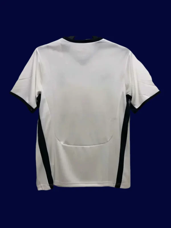 back view of Tottenham home white retro jersey (08/09) showing stitched back panel.