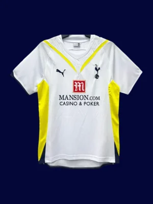 front view of Tottenham home white retro jersey (09/10) with modern trims.